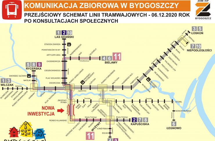 schemat-linii-tramwajowej-bydgoszcz-2020 Zmiany w komunikacji publicznej - zwróć uwagę na nowe rozkłady jazdy 2