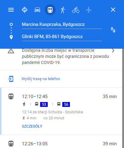 Google Transit w Bydgoszczy Google Transit w Bydgoszczy