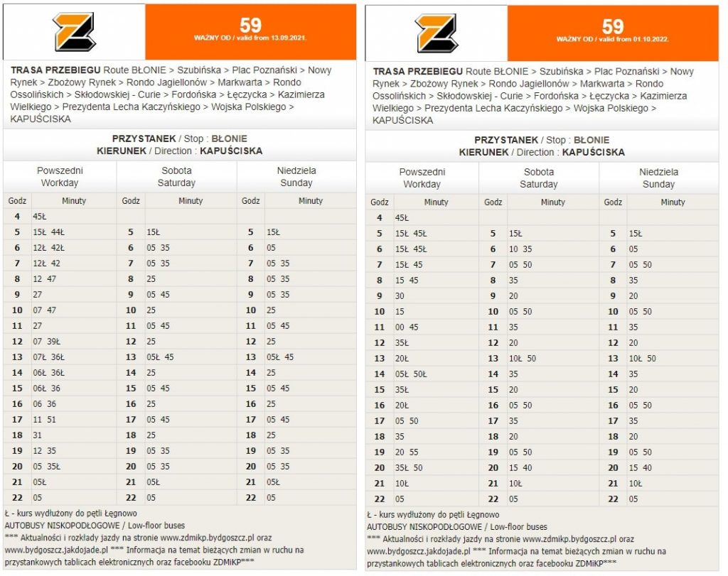 Zmiany w komunikacji miejskiej - linia 59