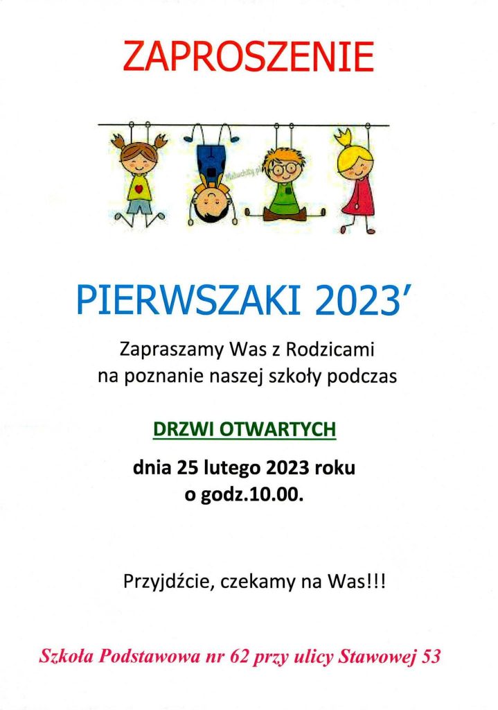 Szkoła Podstawowa nr 62 rekrutuje na rok 2023/24 1