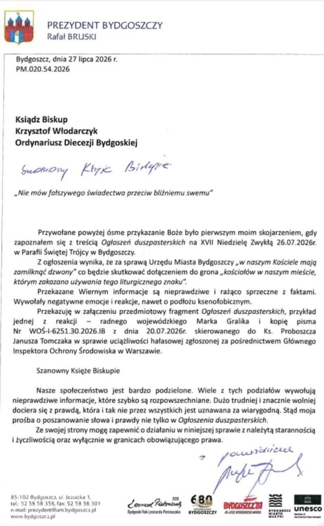 Burza wokół dzwonów przy ul. Świętej Trójcy: Manipulacja, emocje i fakty. Co naprawdę wydarzyło się w bydgoskiej parafii? 1